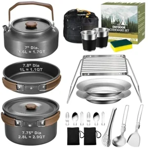 18Pcs Camping Cookware Mess Kit