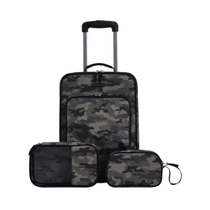 3 Piece Kid's and Junior Rolling Travel Luggage Set Camo